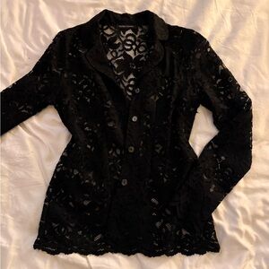 Valerie Stevens Elegant Black Lace Blouse